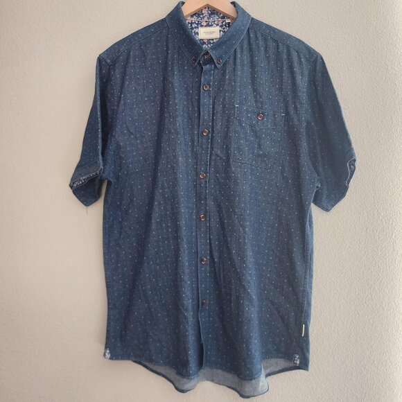 7 Diamonds Shirt Mens 2XL Blue Crystal Express Short Sleeve Geo Dot SMK-6215 - Picture 1 of 12